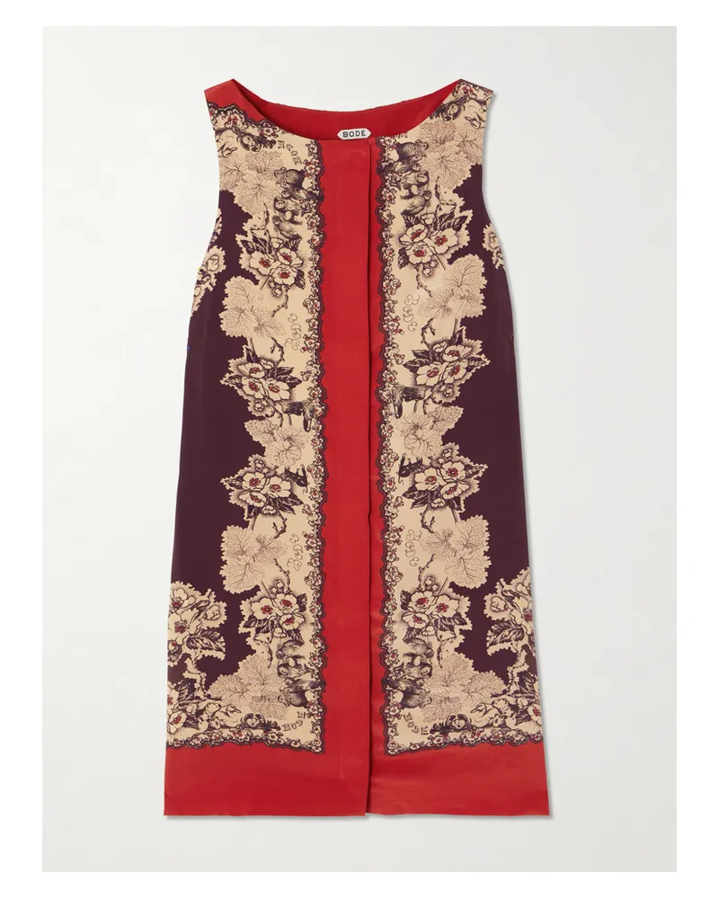 BODE Storybook Printed Silk Mini Dress - Red Red
