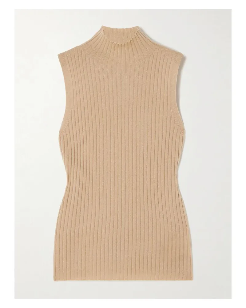 arch4 Mika Ärmelloses Stehkragenoberteil Aus Geripptem Kaschmir - Neutral Neutral