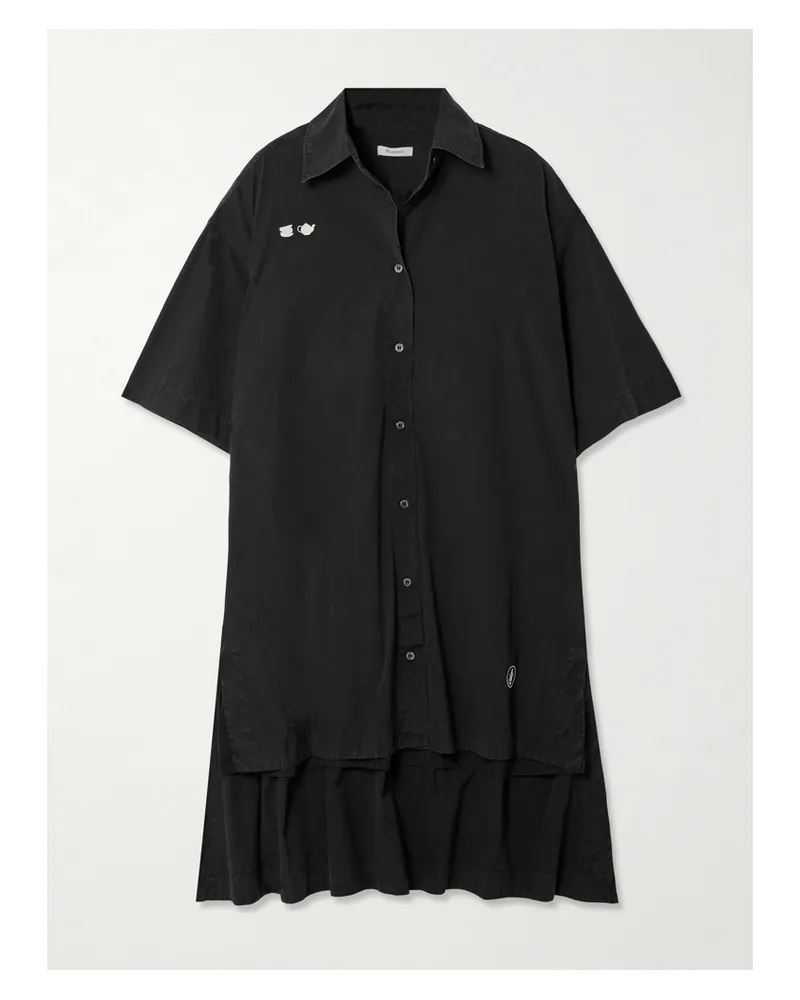 J.W.Anderson Midi-hemdblusenkleid Aus Baumwoll-voile Mit Stickereien - Schwarz Schwarz
