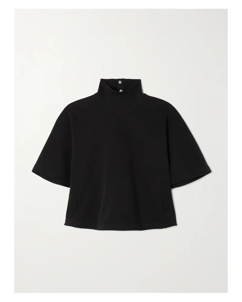 Alaïa Cropped Cotton-jersey Turtleneck T-shirt - Black Black