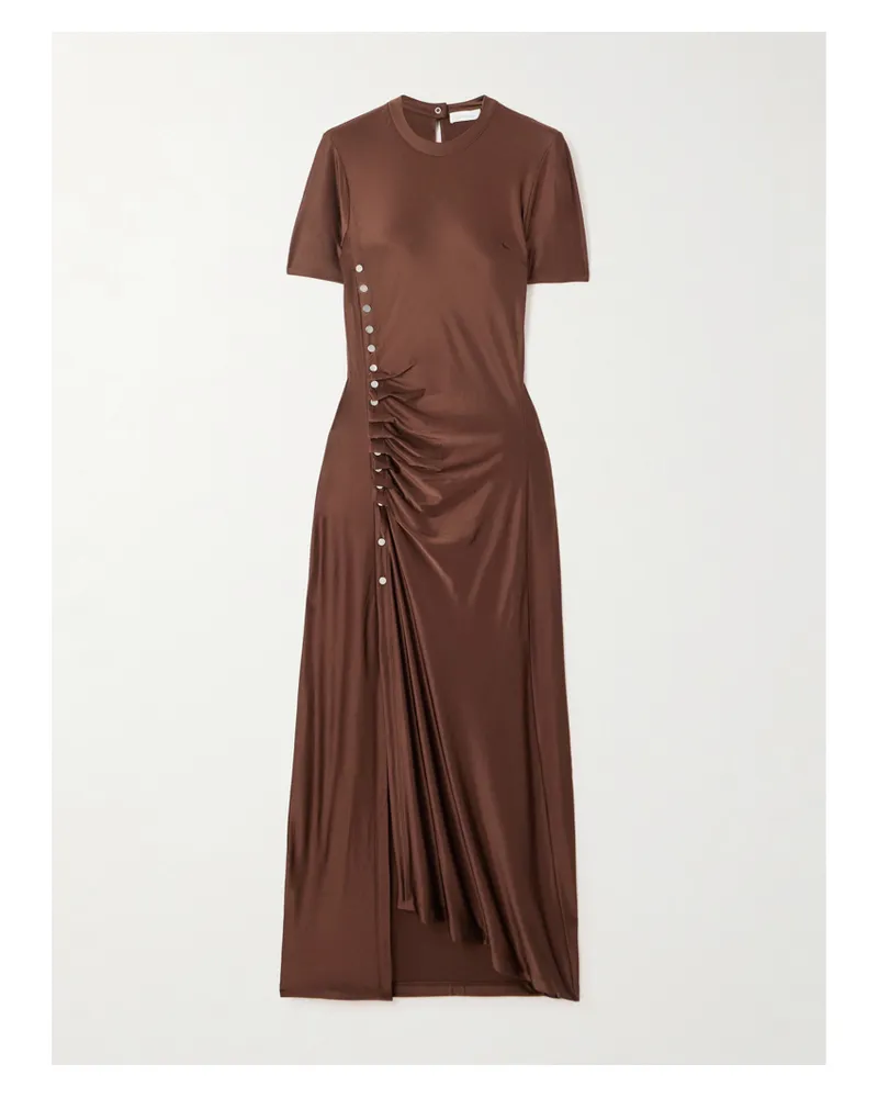 Paco Rabanne Maxikleid Aus Stretch-satin Mit Verzierungen - Braun Braun