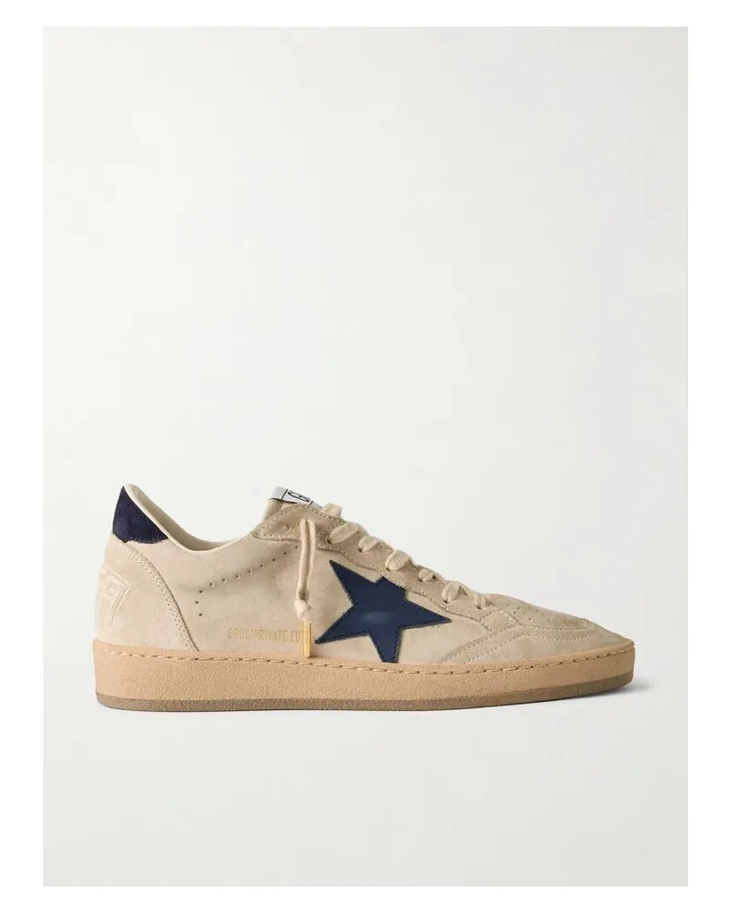 Golden Goose Ball Star Sneakers Aus Veloursleder Mit Lederbesätzen In Distressed-optik - Wollweiß Wollweiß