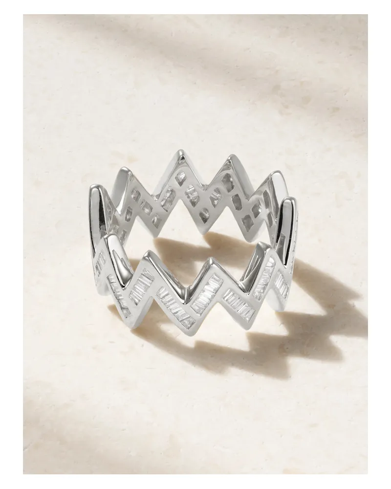 Kolours Creo Ring Aus 14 Karat Weißgold Mit Diamanten - Silber Silber