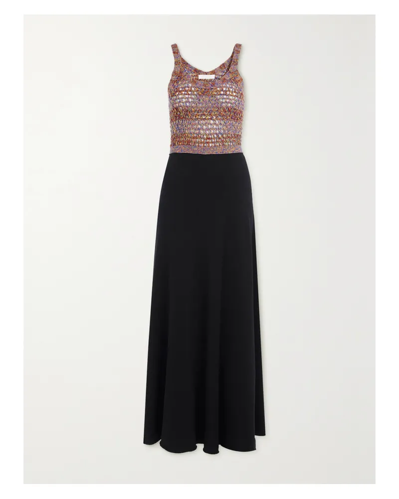 Chloé Maxikleid Aus Häkelstrick Und Einer Mischung Aus Wolle, Seide Und Kaschmir - Schwarz Schwarz