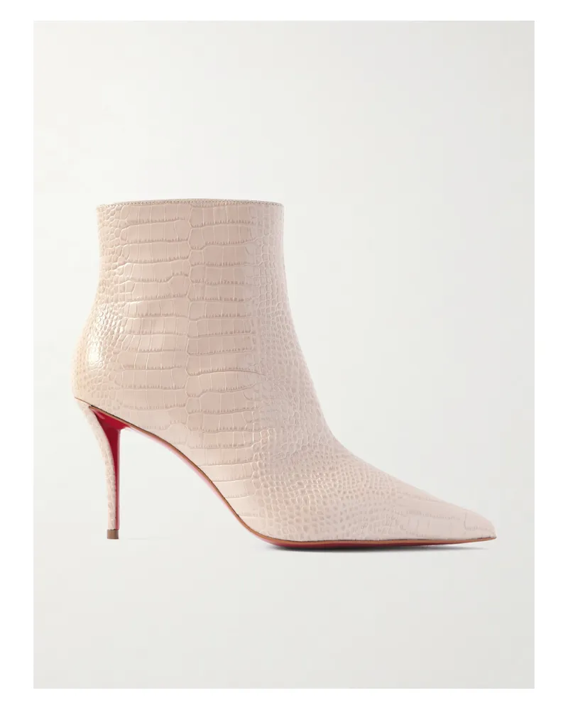 Christian Louboutin Miss Z 80 Croc-effect Leather Ankle Boots - Neutrals Neutrals