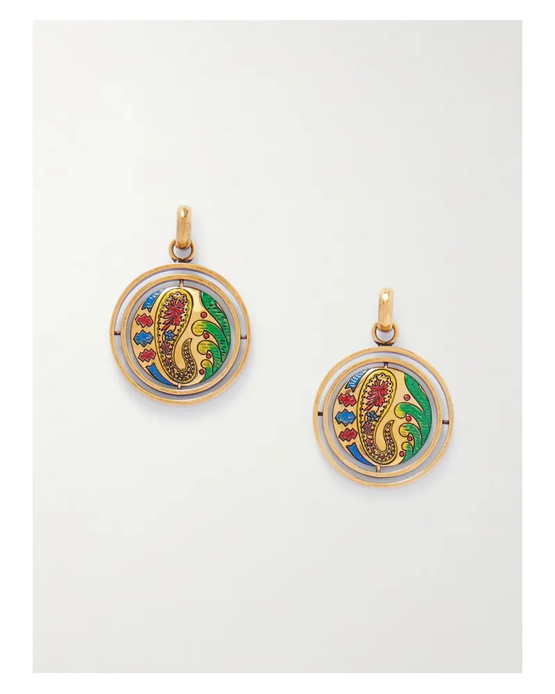 Etro Goldfarbene Ohrringe Mit Emaille Gold