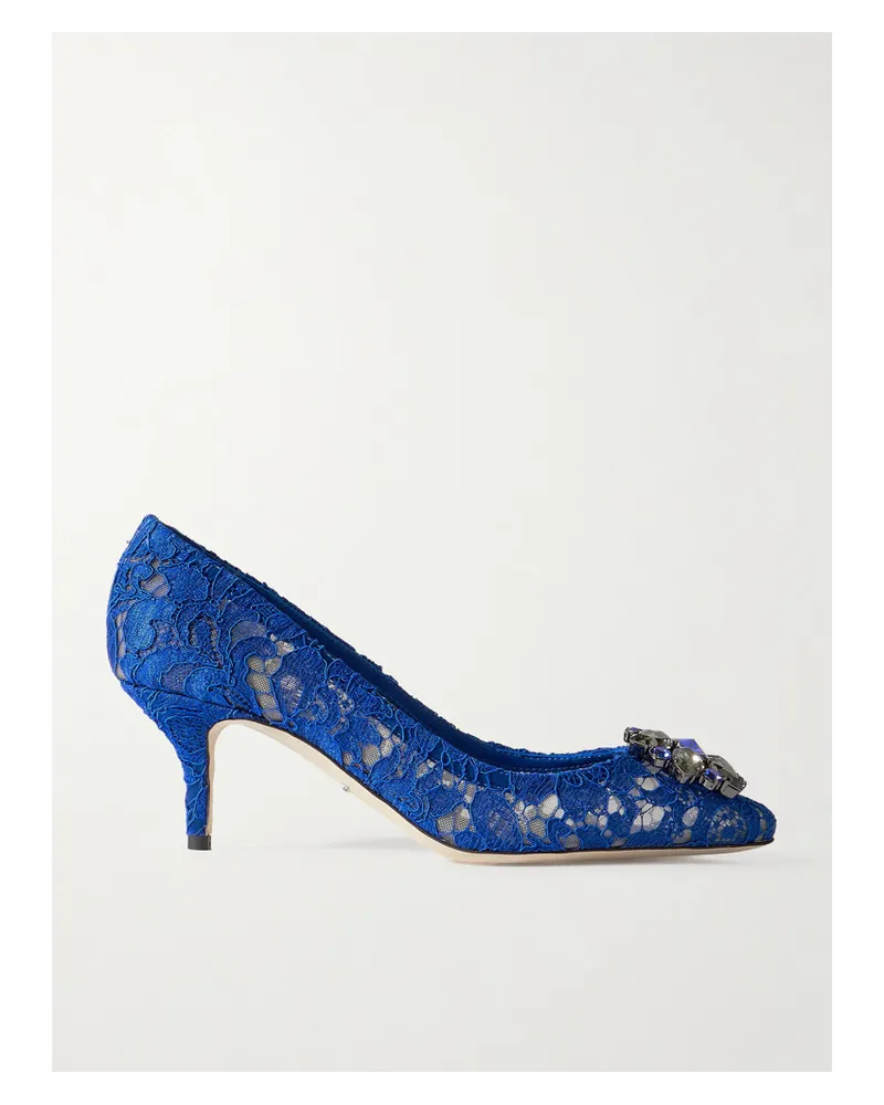 Dolce & Gabbana Pumps aus Spitze mit Kristallen Blau