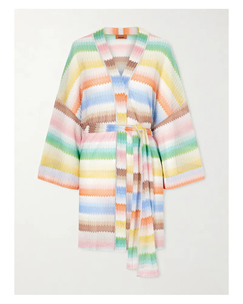 Missoni Mare Belted Metallic Crochet-knit Coverup - Multi Multi