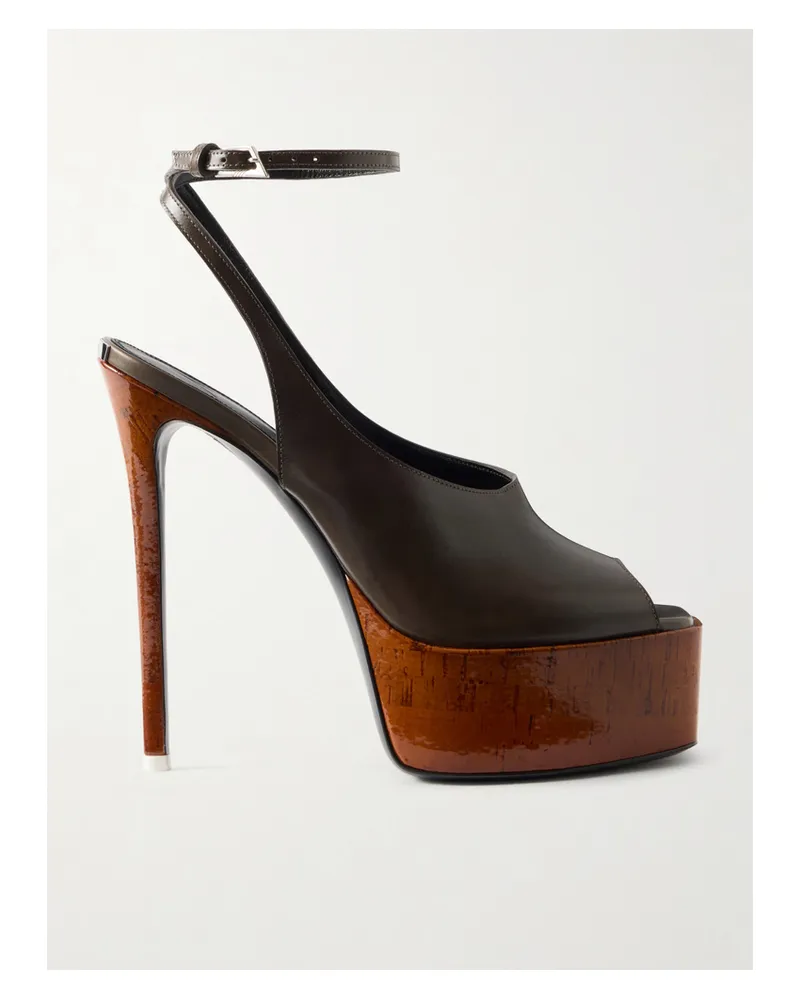 ATTICO Ornella Leather Sandals - Brown Brown