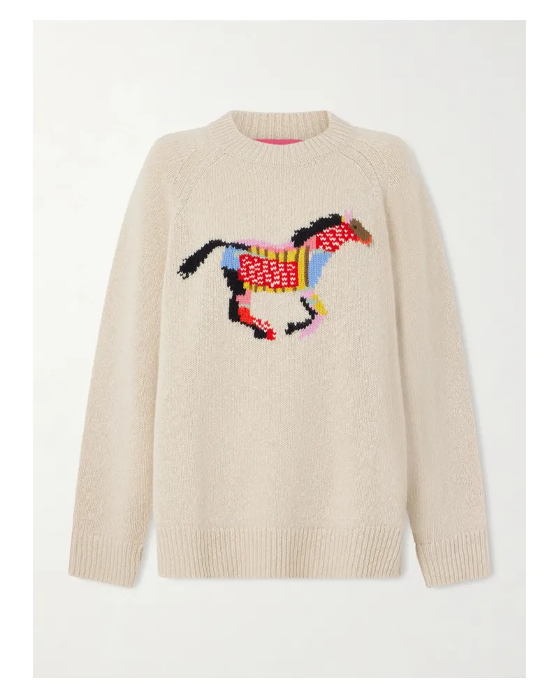 The Elder Statesman Glacier Horse Kaschmirpullover Mit Intarsienmotiv - Ecru Ecru