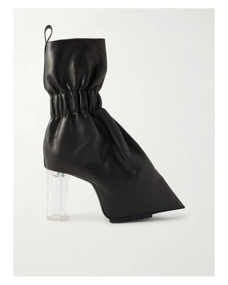 Rick Owens Taquito Gathered Leather Ankle Boots - Black Black