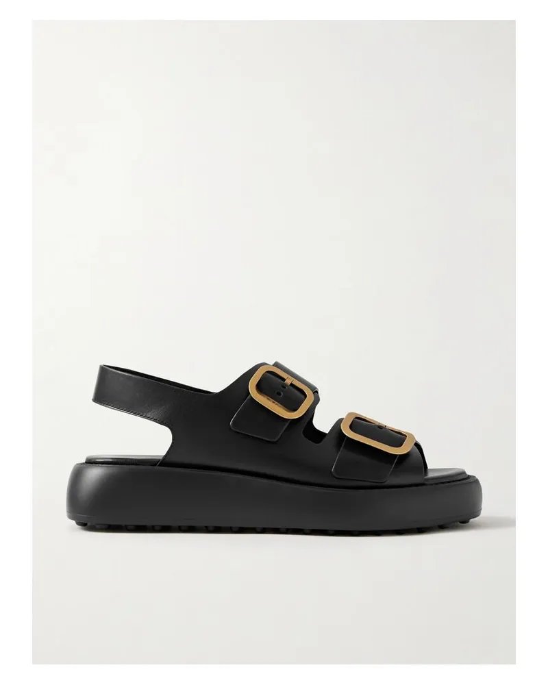 TOD'S Gomma Plateausandalen Aus Leder Mit Schnallen - Schwarz Schwarz