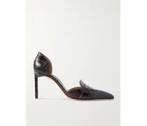 Eva D'orsay Pumps Aus Glanzleder Mit Krokodileffekt - Braun