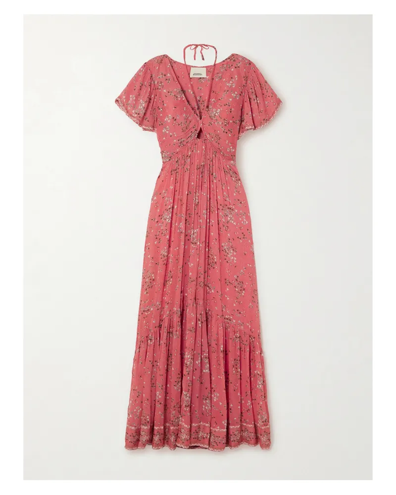 Isabel Marant Agathe Maxikleid Aus Krepon Aus Einer Baumwoll-seidenmischung Mit Blumenprint - Rot Rot