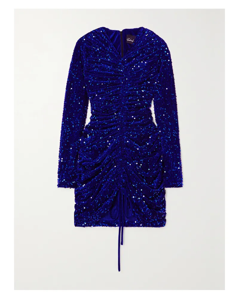 Richard Quinn Minikleid Aus Stretch-samt Mit Pailletten Und Raffungen - Blau Blau