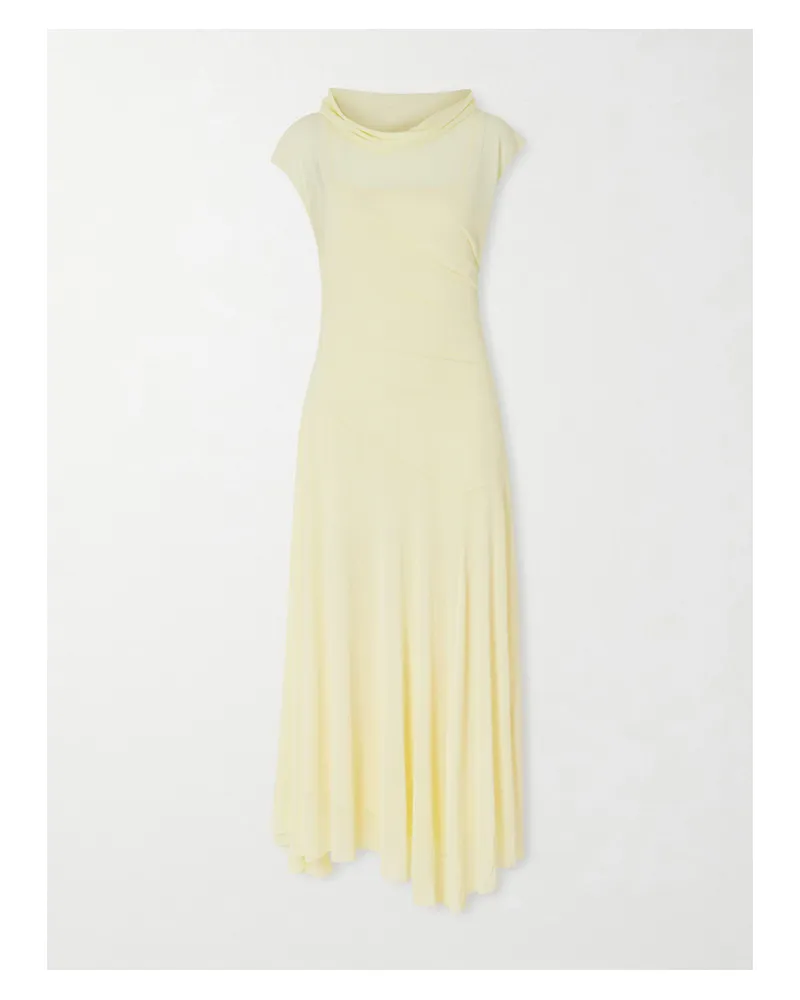 Proenza Schouler Tamara Asymmetrisches Maxikleid Aus Strukturiertem Jersey Mit Falten - Gelb Gelb