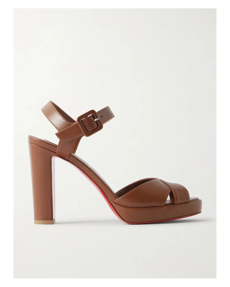 Christian Louboutin Cora 100 Leather Platform Sandals - Brown Brown