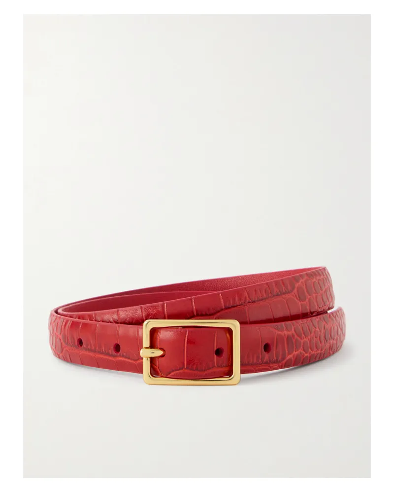 Anderson's Croc-effect Leather Belt - Red Red