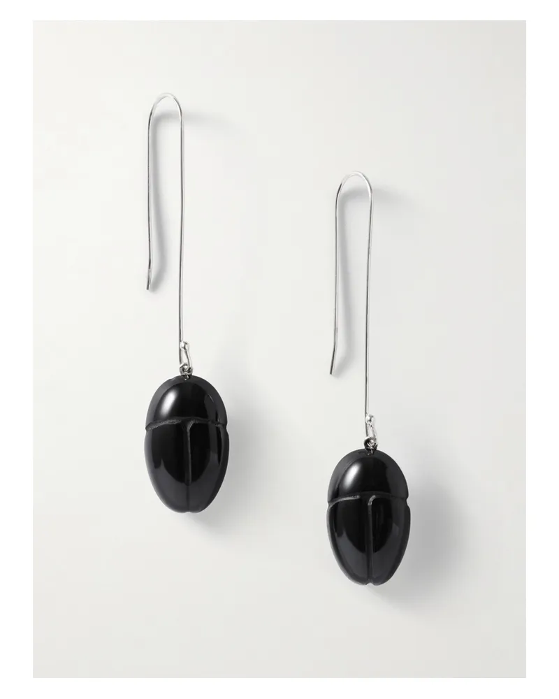 Sophie Buhai Scarab Silver Onyx Drop Earrings - Black Black
