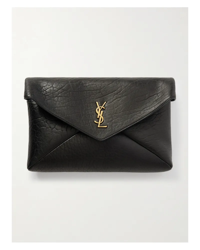Saint Laurent Cassandre Textured-leather Shoulder Bag - Black Black