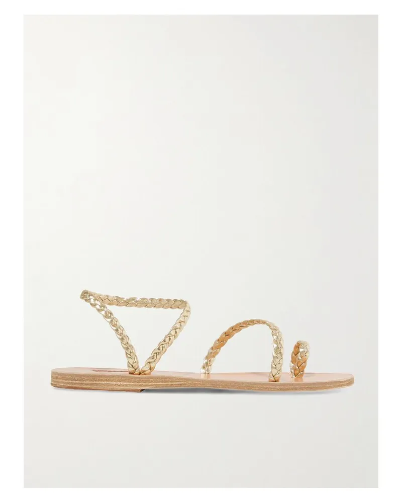 Ancient Greek Sandals Eleftheria Sandalen Aus Geflochtenem Metallic-leder - Gold Gold