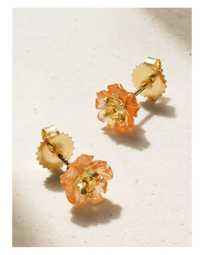 Irene Neuwirth Tropical Flower Ohrstecker Aus 18 Karat Gold Mit Granaten Und Turmalinen Gold
