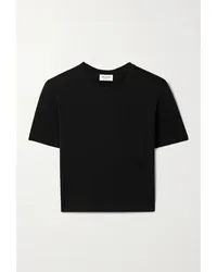 Saint Laurent Verkürztes T-shirt aus Baumwoll-jersey Schwarz