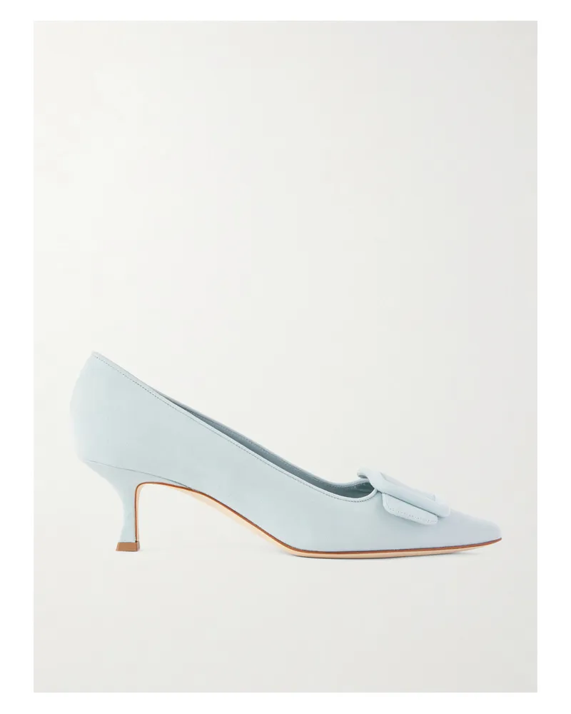 Manolo Blahnik Maysale 50 Buckled Suede Pumps - Blue Blue