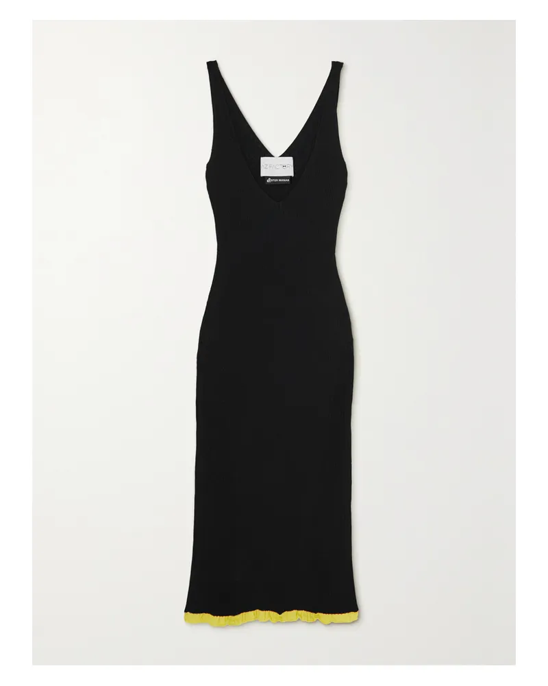 AZ FACTORY Ester Manas Kleid Aus Rippstrick Mit Rüschen - Schwarz Schwarz