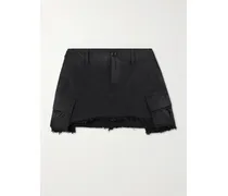 Frayed Cotton-blend Ripstop Mini Skirt - Black