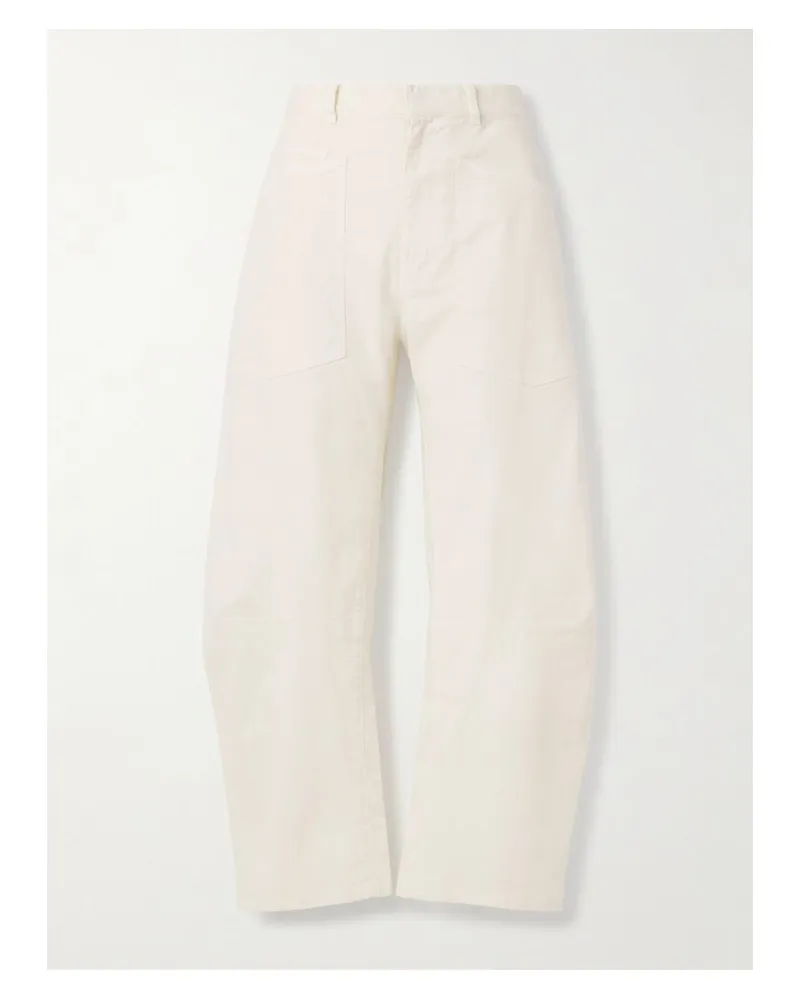 Nili Lotan Shon Barrel-hose Aus Twill Aus Einer Baumwollmischung - Elfenbein Elfenbein