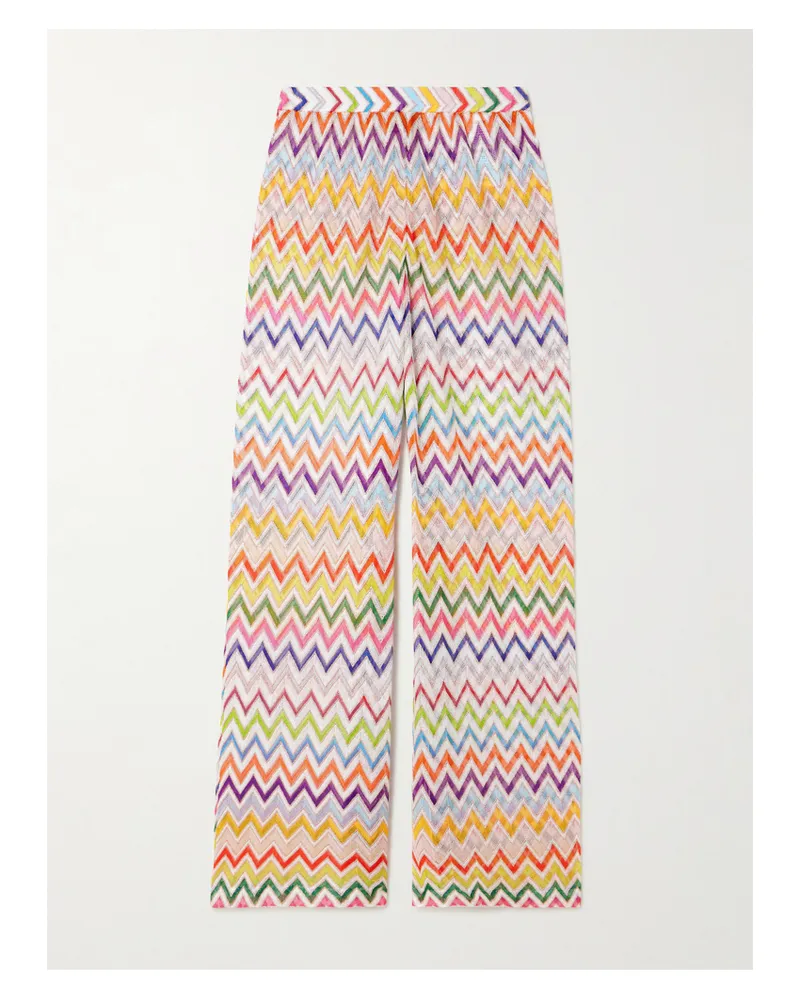 Missoni Hose Aus Gestreiftem Metallic-häkelstrick - Mehrfarbig Mehrfarbig