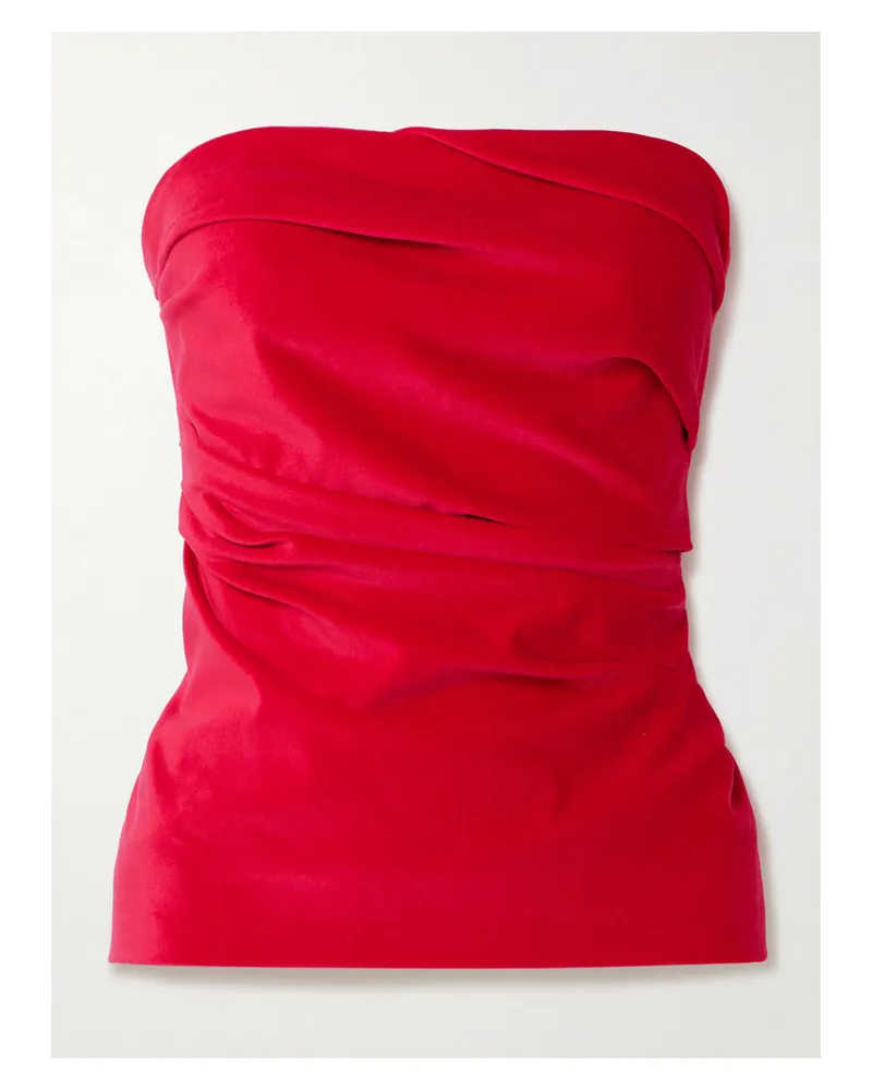 TOVE Izel Stretch-cotton And Modal-blend Velvet Bandeau Top - Red Red