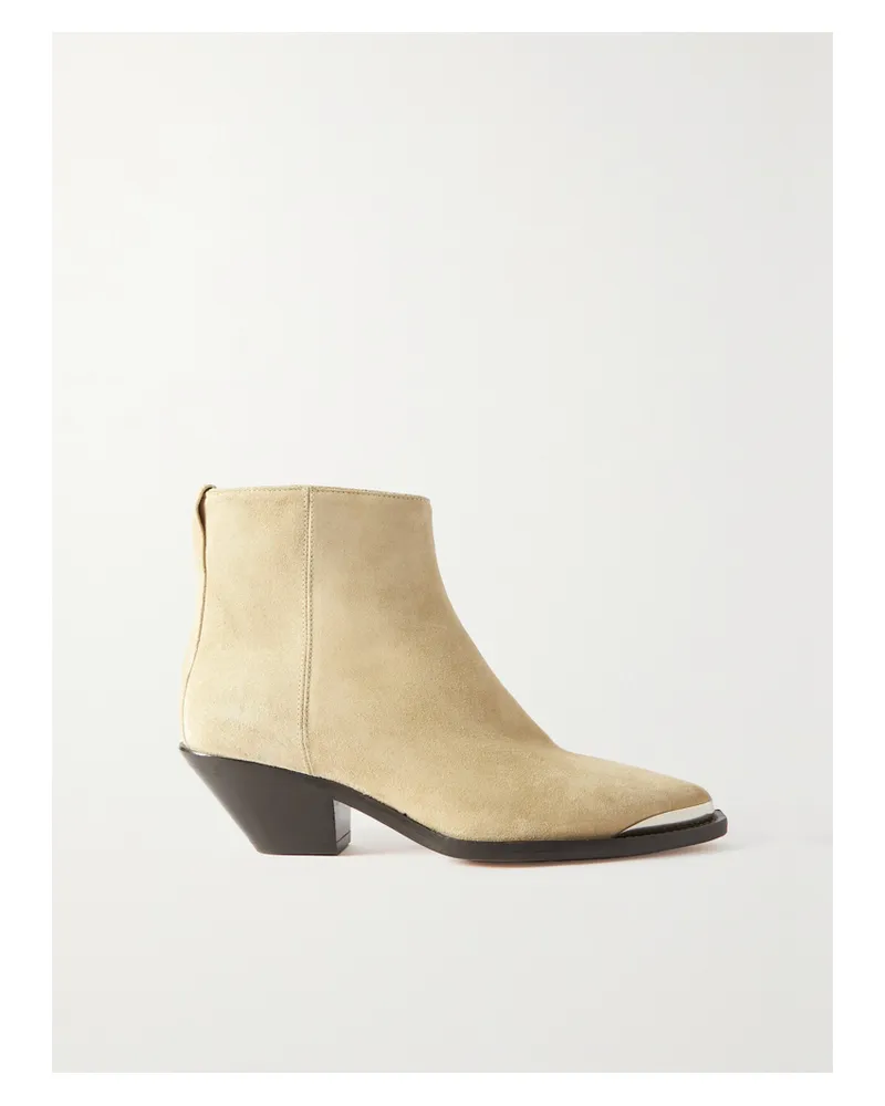 Isabel Marant Adnae Ankle Boots Aus Veloursleder Mit Verzierung - Neutral Neutral