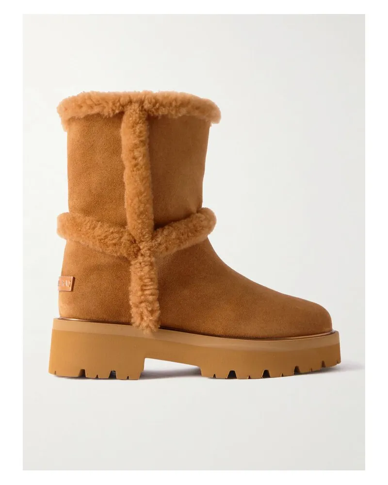 Aquazzura Teddi Stiefel Aus Veloursleder Mit Shearling-besätzen - Braun Braun