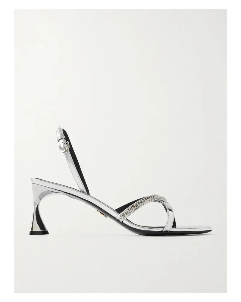 Stella McCartney Elsa Slingback-sandalen Mit Spiegeleffekt Und Verzierung - Silber Silber