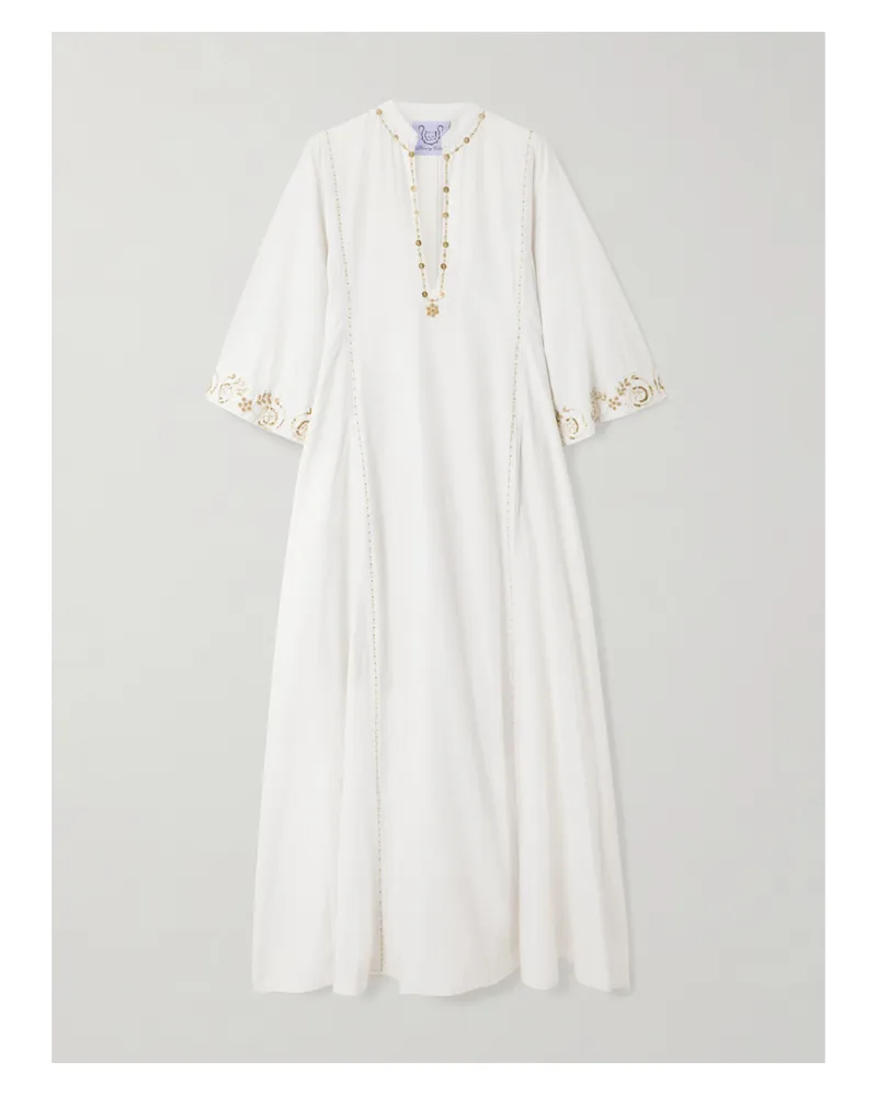 Thierry Colson Rachel Kaftan Aus Einer Baumwoll-seidenmischung Mit Stickereien Und Verzierungen - Grün Grün