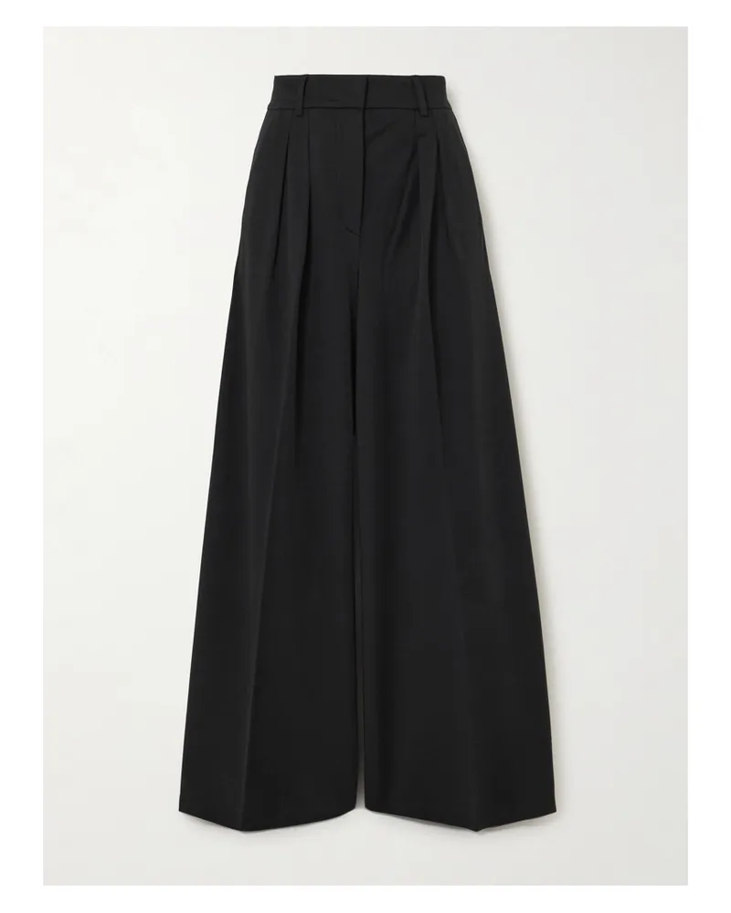 Max Mara Natale Bundfaltenhose Mit Weitem Bein Aus Woll-jersey - Schwarz Schwarz