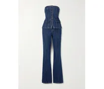 Wandelbarer, Trägerloser Jumpsuit Aus Denim - Blau