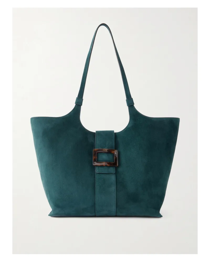 Roger Vivier Belle Vivier Medium Buckled Suede Tote - Green Green