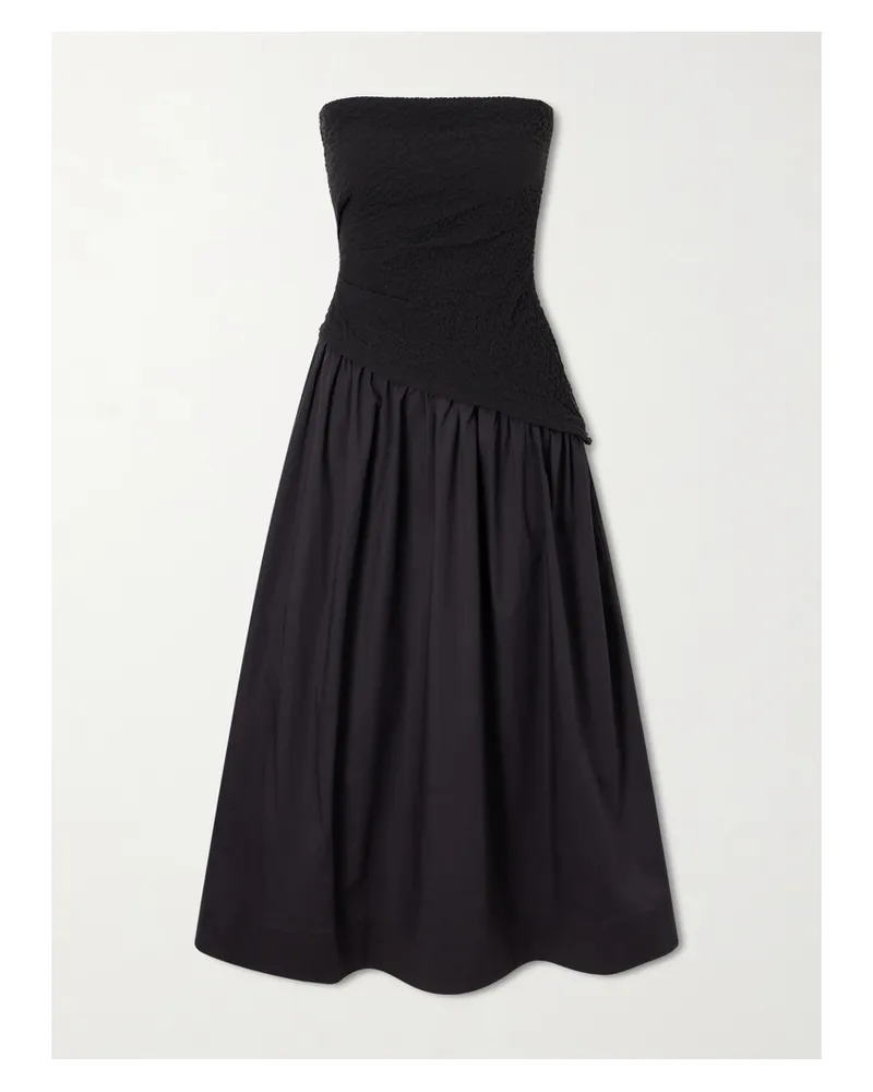 STAUD Nia Cotton Midi Dress - Black Black