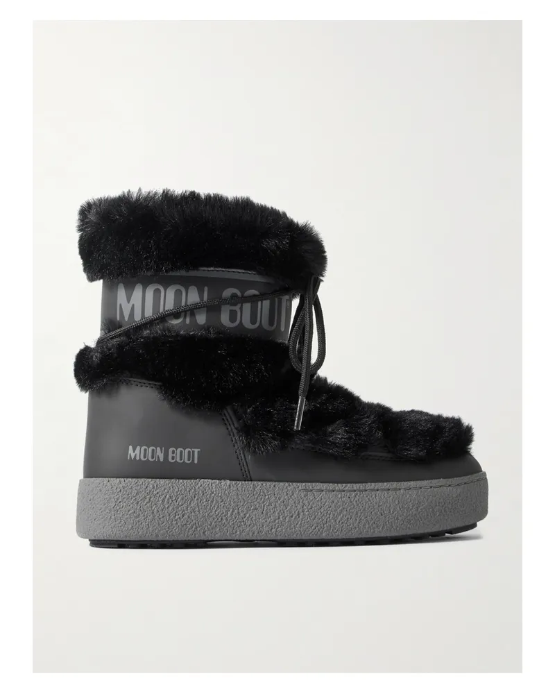 Moon Boot Ltrack Monaco Plush-trimmed Shell Snow Boots - Black Black