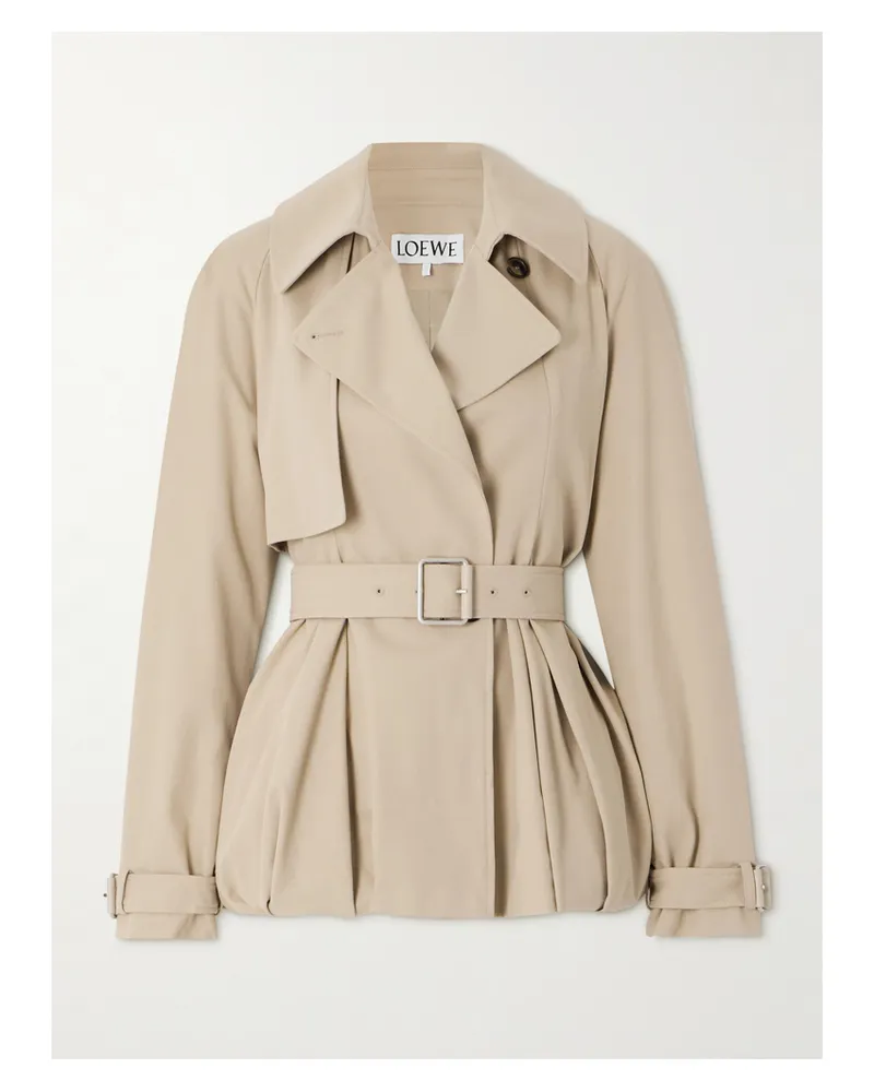 Loewe Doppelreihige Jacke Aus Baumwoll-twill Mit Falten - Neutral Neutral