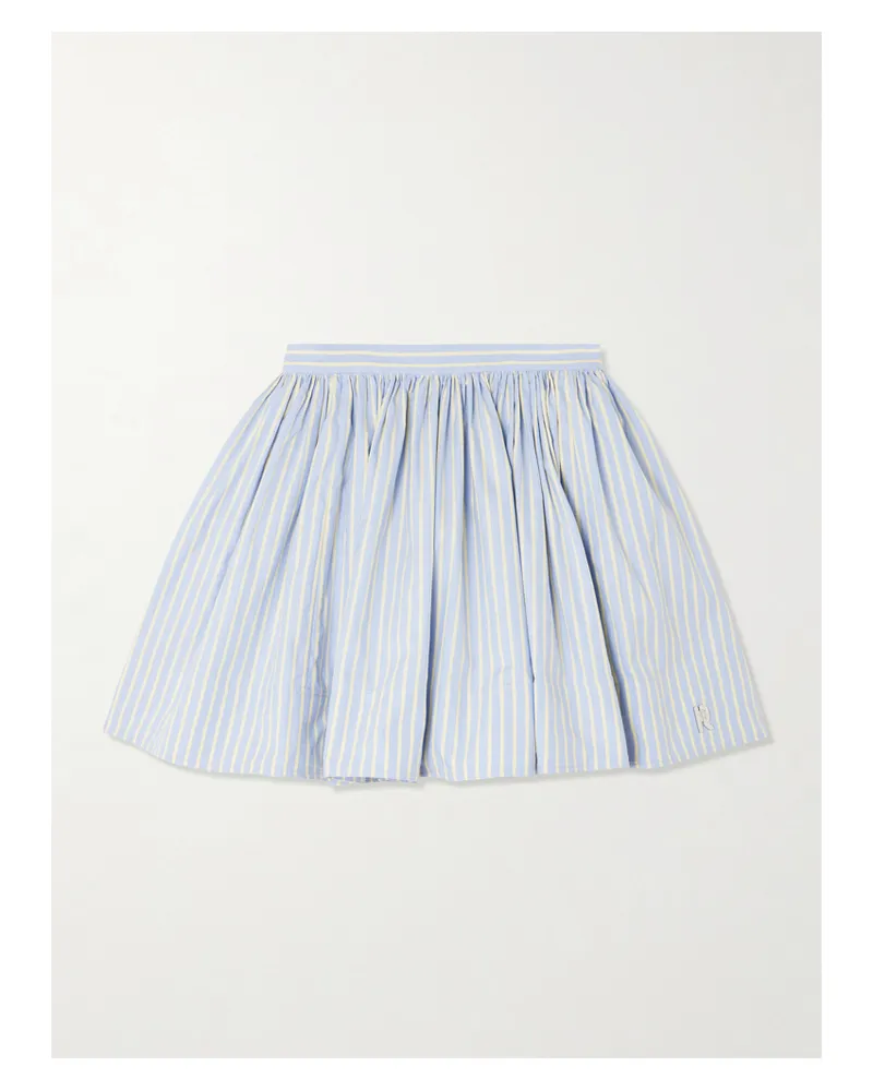 Paco Rabanne Embellished Pleated Striped Cotton-poplin Mini Skirt - Blue Blue