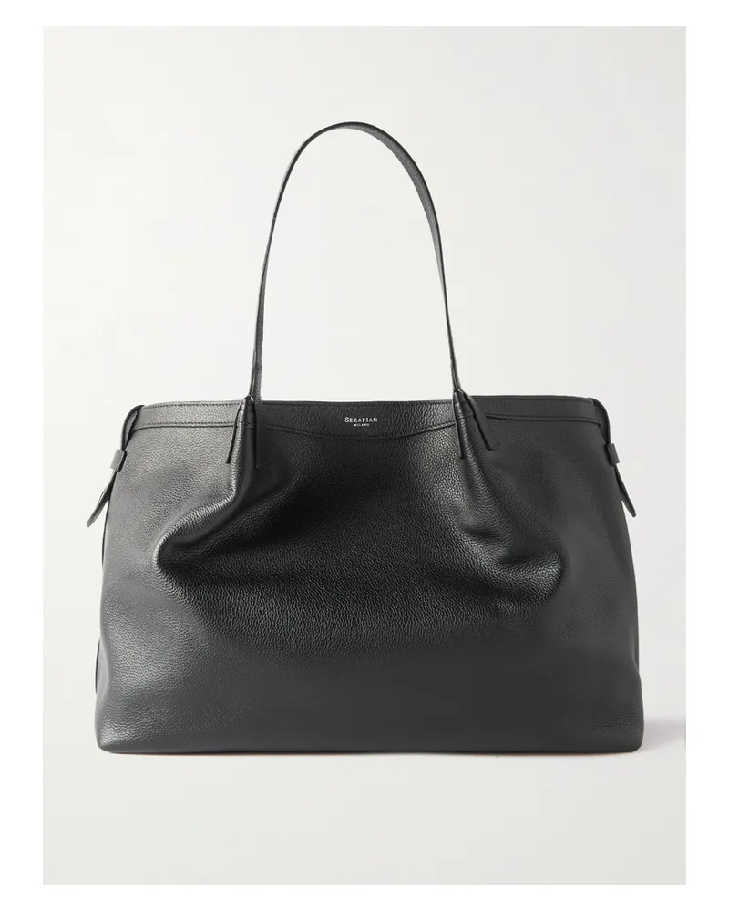 Serapian Secret Large Textured-leather Tote - Black Black