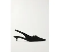 Knife Slingback-pumps Aus Twill Mit Schleifen - Schwarz