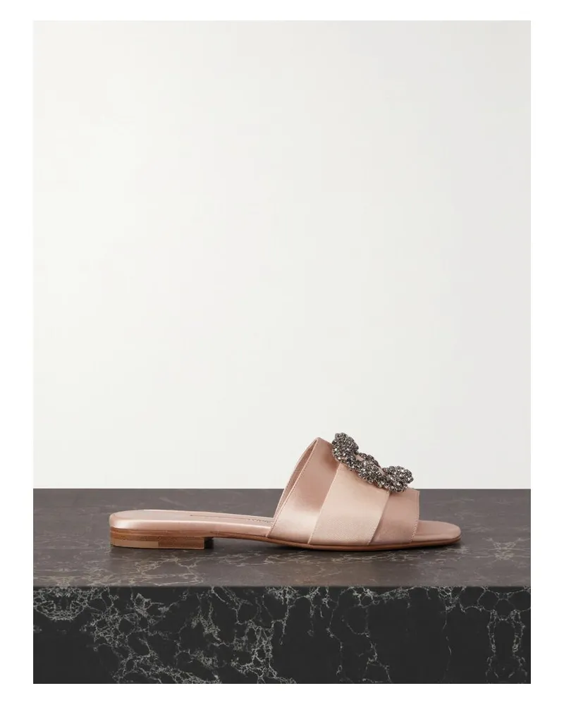 Manolo Blahnik Martamod Pantoletten Aus Satin Und Ripsband Mit Verzierung - Neutral Neutral