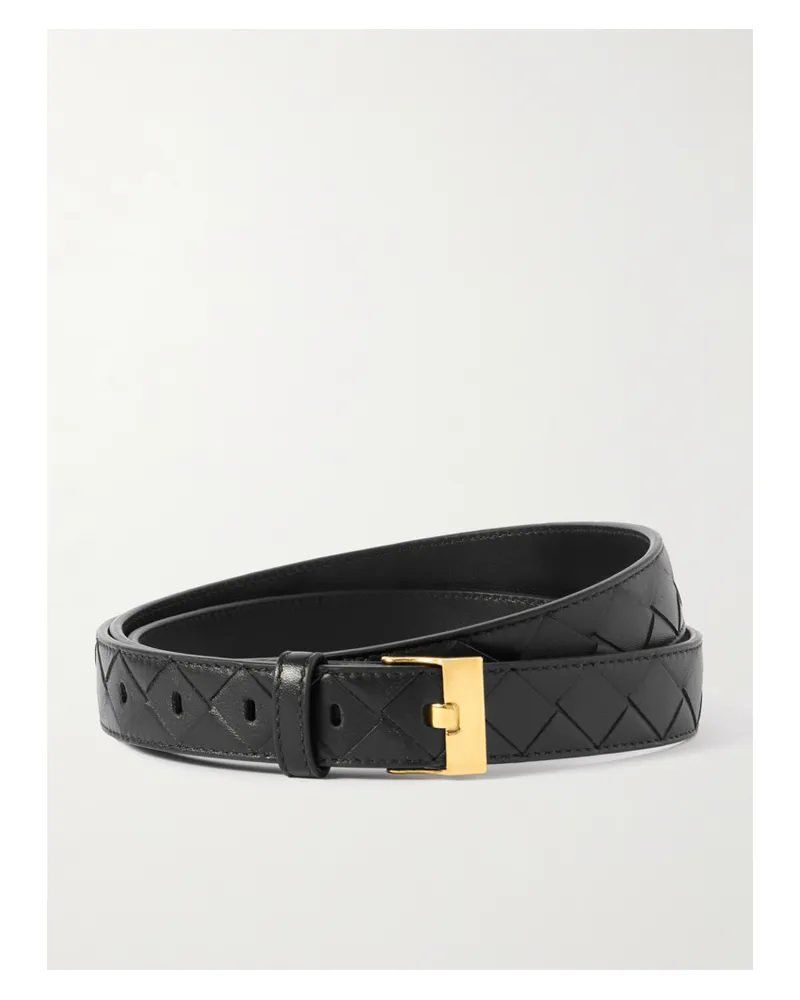 Bottega Veneta Intrecciato Leather Belt - Black Black