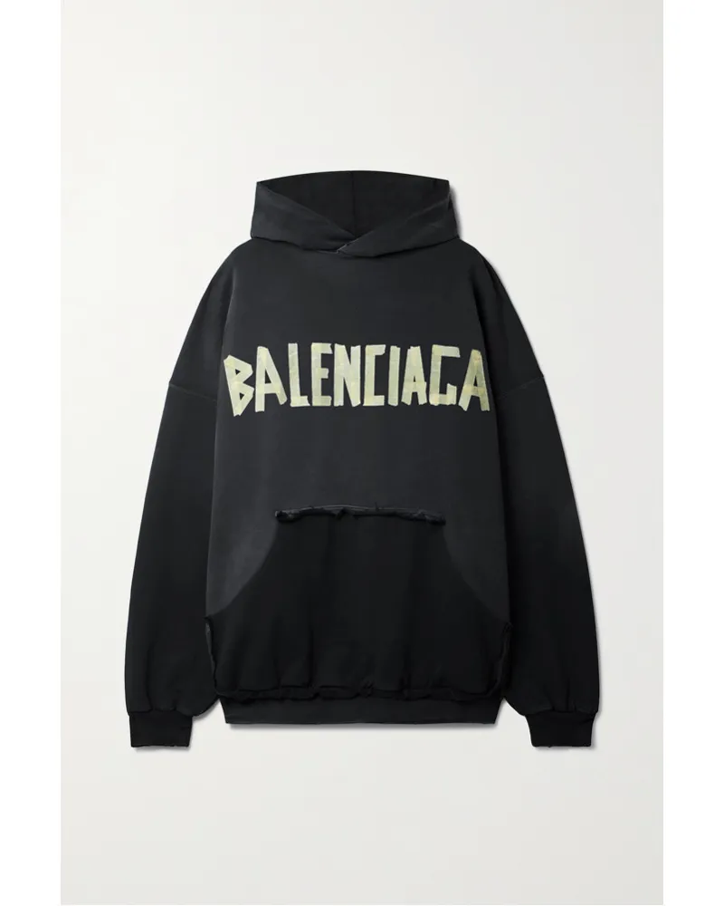 Balenciaga Oversized-hoodie aus Baumwoll-jersey Schwarz