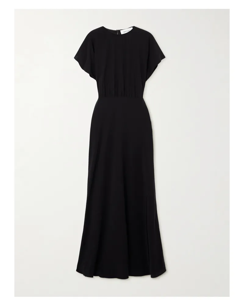 Matteau Gathered Silk Crepe De Chine Maxi Dress - Black Black